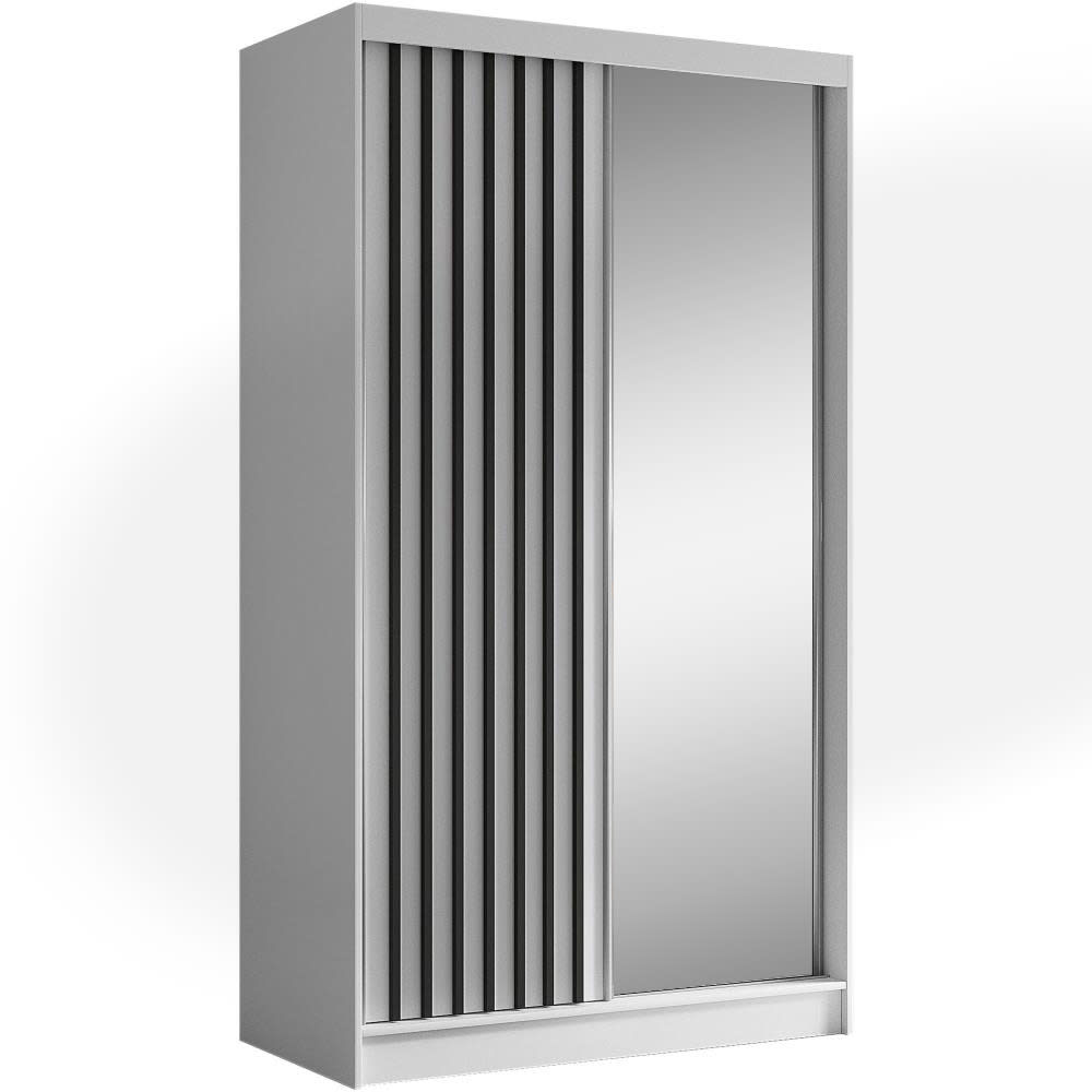 Armoire coulissante lamelles 120 cm, blanc+noir