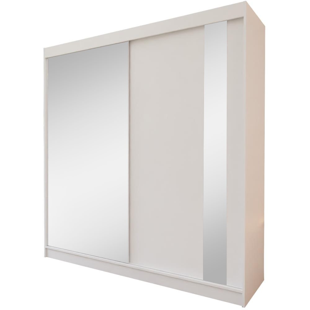 Armoire à portes coulissantes 200/216/61 blanche avec miroir