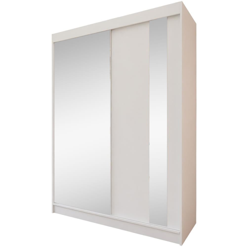 Armoire à portes coulissantes 150/216/61 blanche avec miroir