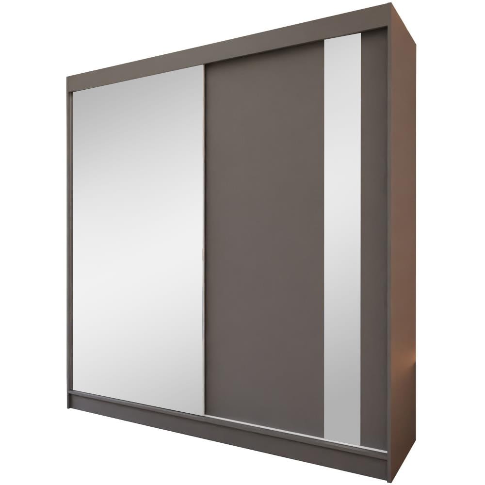 Beauty Sofa GmbH Schiebetürenschrank mit Spiegel, 200x216, graphit style modern Grau Spanplatte