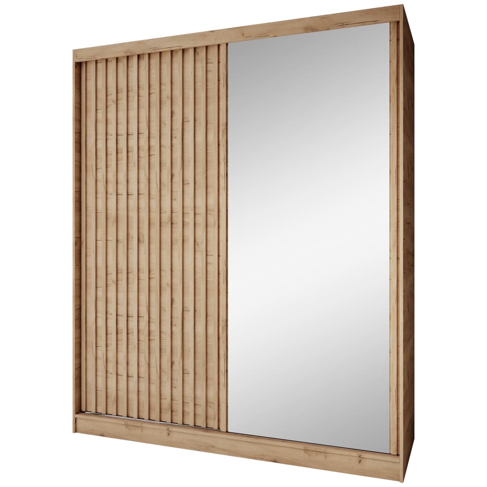 Beauty Sofa GmbH Schiebetürenschrank mit Lamellen 180 cm, eiche Artisan style modern Braun Spanplatte