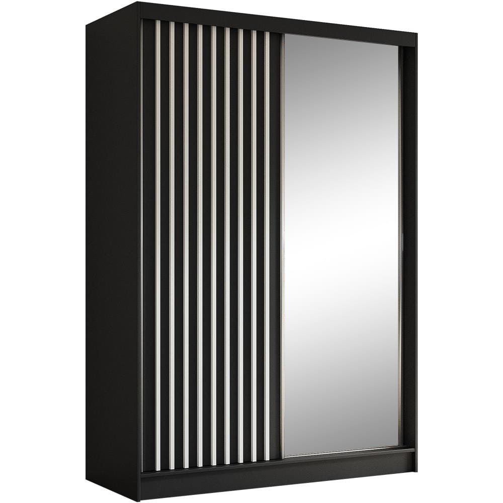Beauty Sofa GmbH Schiebetürenschrank mit Lamellen 150 cm schwarz+weiß style modern - Spanplatte