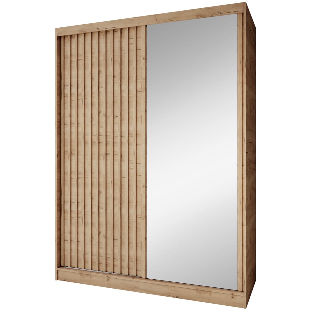 Beauty Sofa GmbH Schiebetürenschrank mit Lamellen 160 cm, eiche Artisan style modern Braun Spanplatte