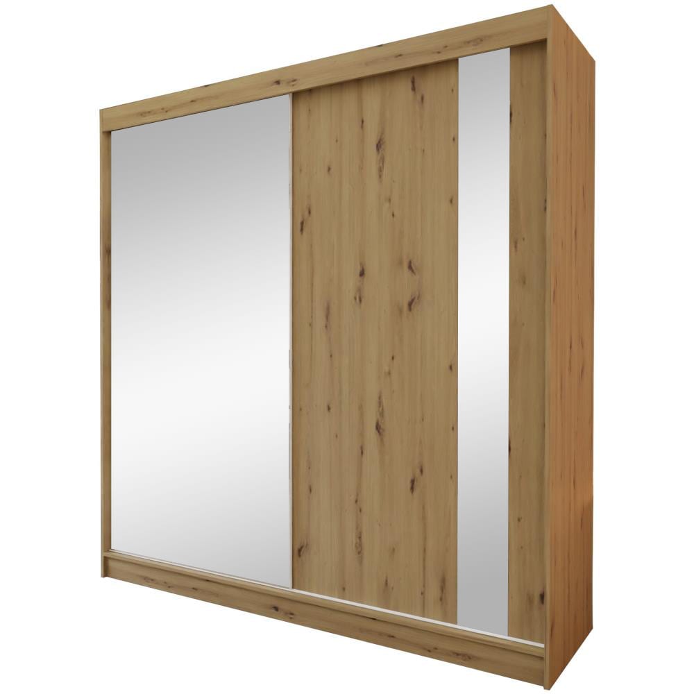 Beauty Sofa GmbH Schiebetürenschrank mit Spiegel, 200x216, eiche Artisan style modern Braun Spanplatte