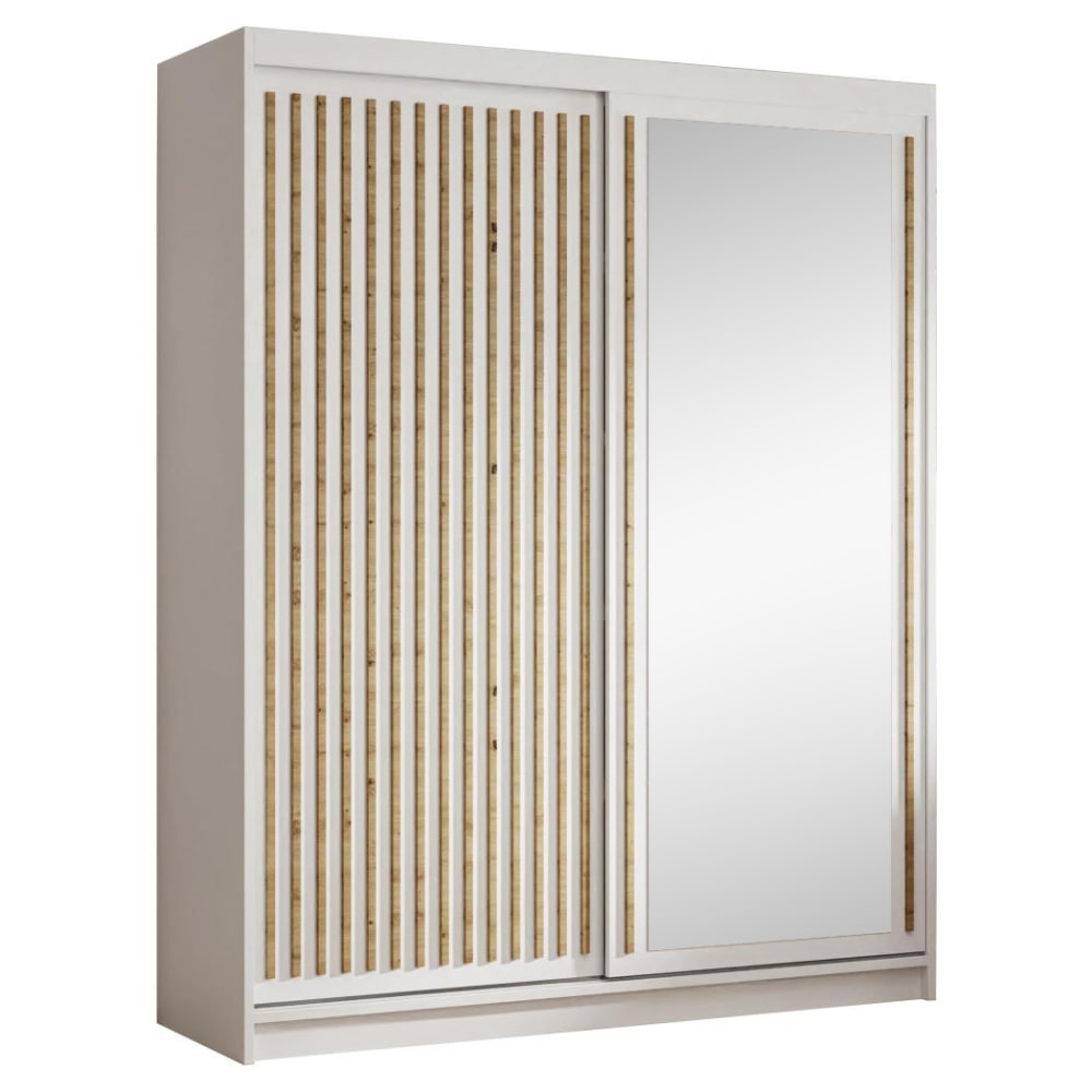 Armoire à portes coulissantes avec lamelles 120 cm, blanc