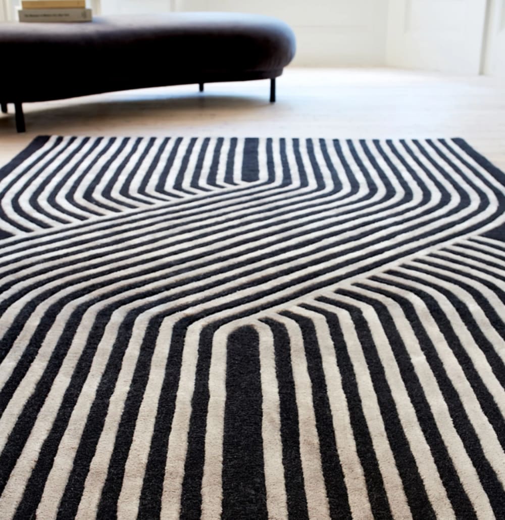 Novatrend Moderner handgetufteter Wollteppich Schwarz 160x230 cm style modern Schwarz Wolle