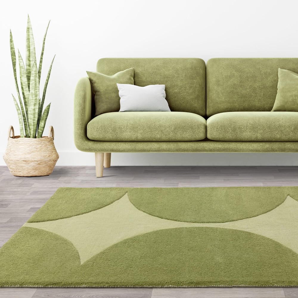 Novatrend Moderner handgetufteter Wollteppich Grün 120x170 cm style modern Grün Wolle