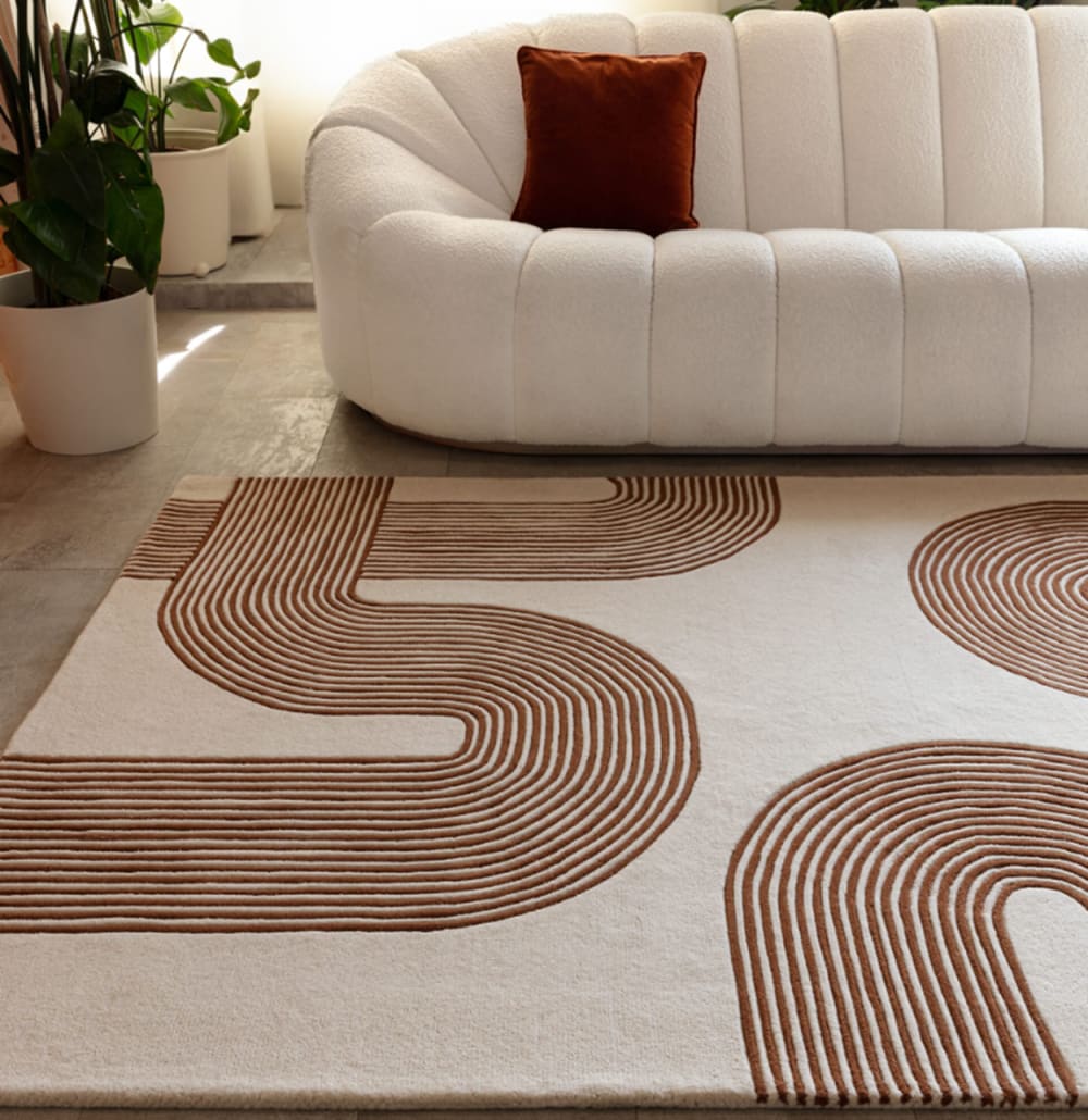 Novatrend Moderner handgetufteter Wollteppich Rot 120x170 cm style modern Rot Wolle