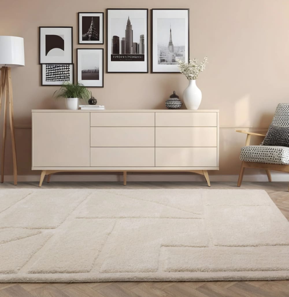 Novatrend Moderner Wohnzimmerteppich Beige 160x230 cm style modern Beige Pes - Polyester