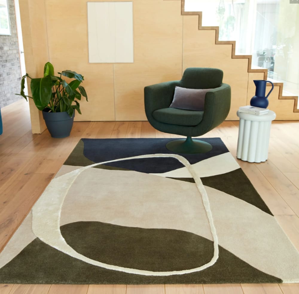 Novatrend Moderner handgetufteter Wollteppich Grün 120x170 cm style modern Grün Wolle