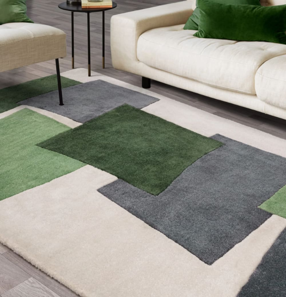 Novatrend Moderner handgetufteter Teppich Grün 120x170 cm style modern Grün Naturfasern