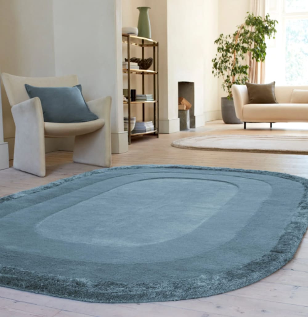 Novatrend Handgetufteter Wollteppich Blau 160x230 cm style modern Blau Wolle
