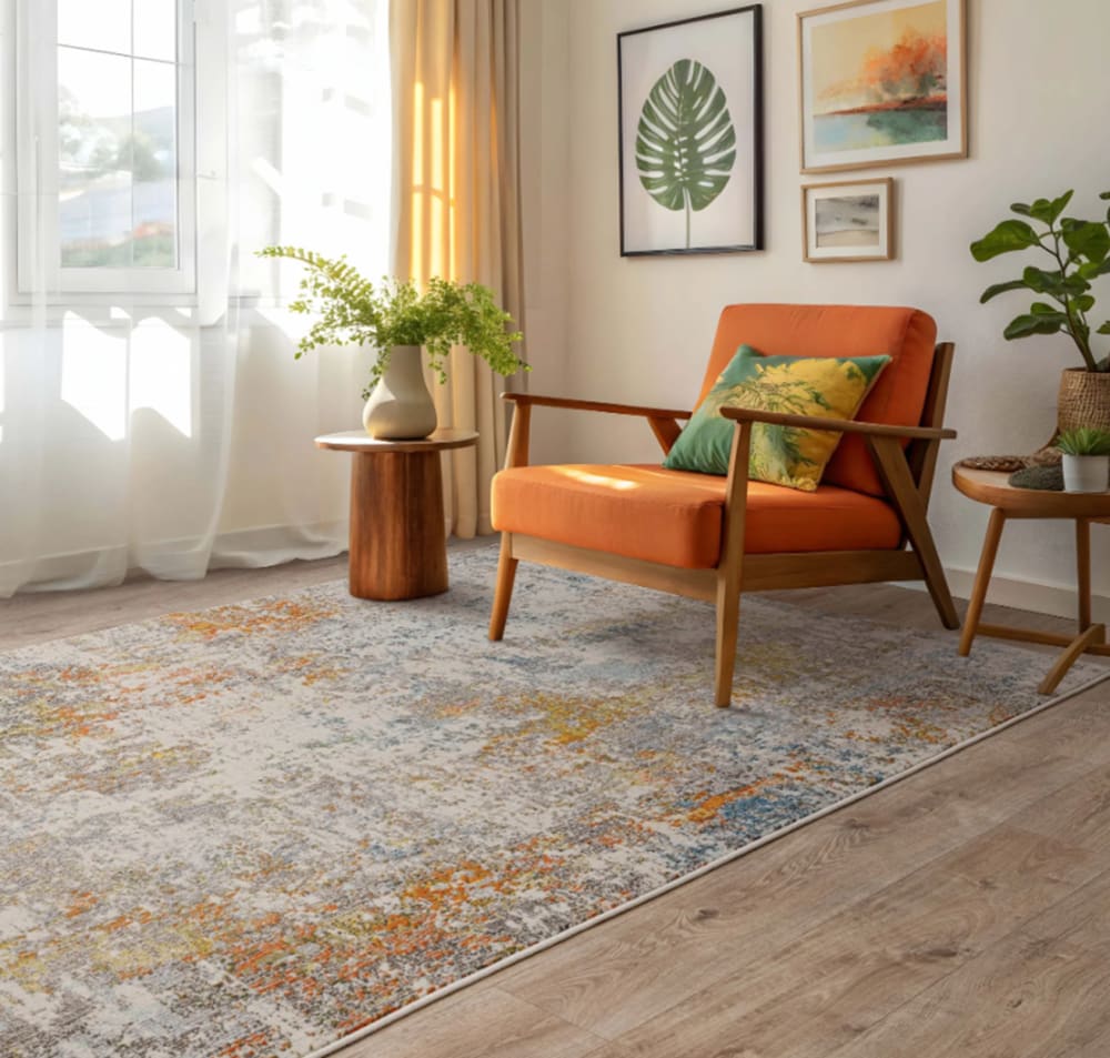 Tapis tissé plat moderne jaune 080x150 cm — vue 3