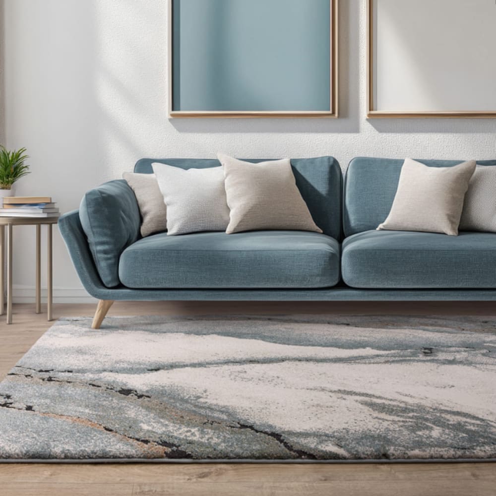 Tapis de salon tissé plat bleu 080x150 cm — vue 3