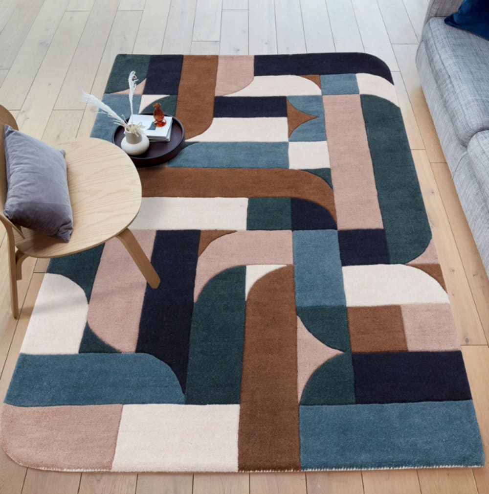 Novatrend Moderner handgetufteter Wollteppich Blau 160x230 cm style modern Blau Wolle