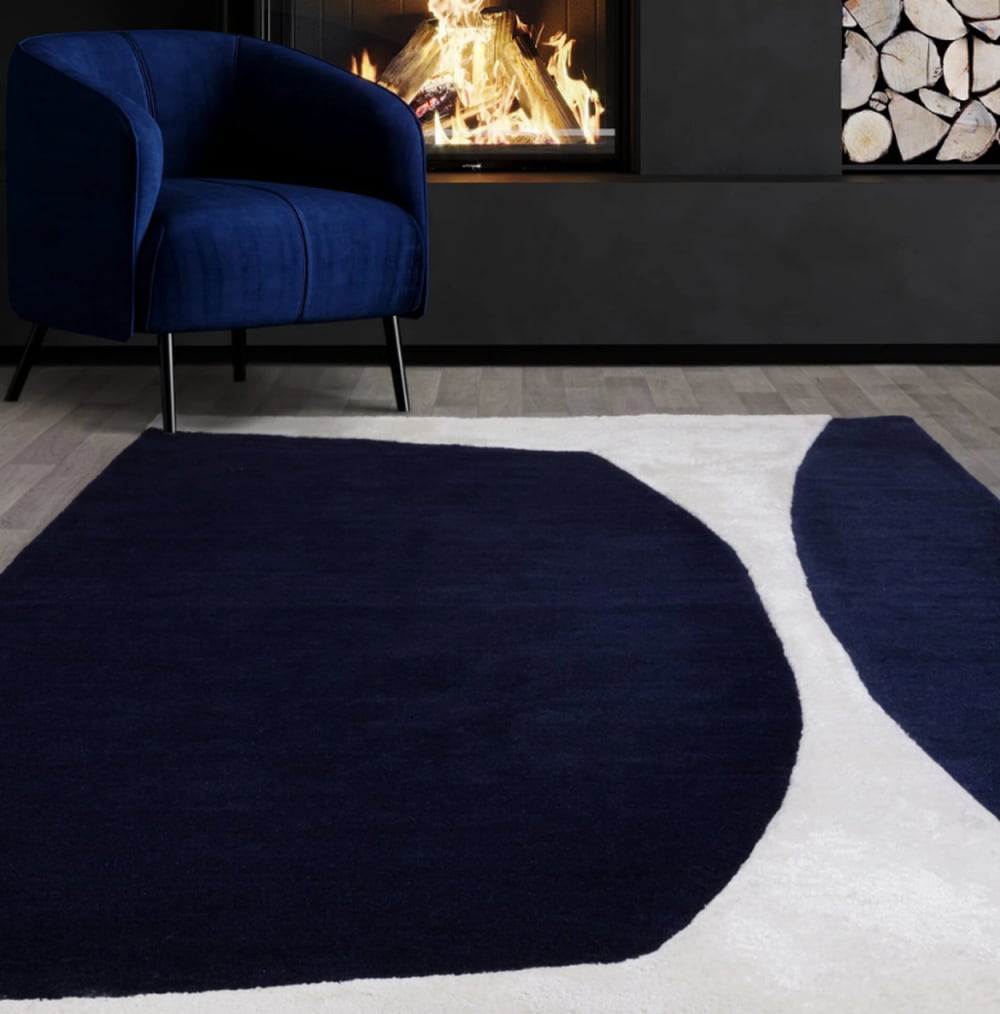 Novatrend Moderner handgetufteter Wollteppich Blau 160x230 cm style modern Blau Wolle