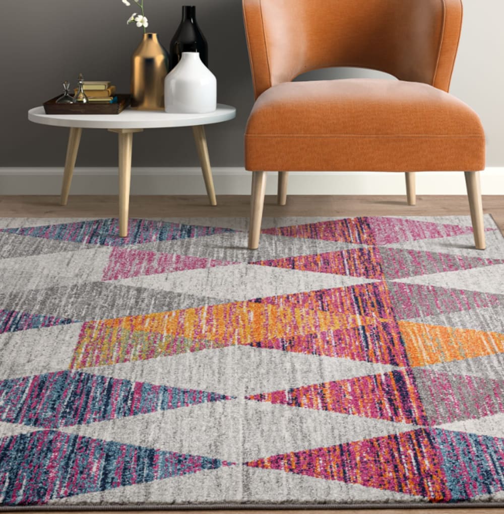 Tapis tissé plat moderne - rose