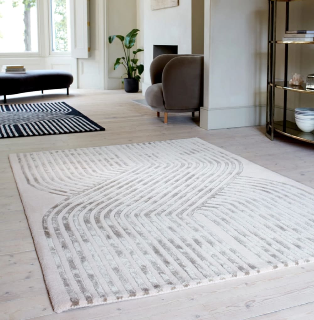 Novatrend Moderner handgetufteter Wollteppich Beige 120x170 cm style modern Beige Wolle