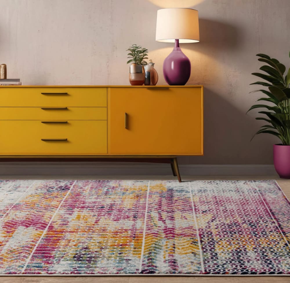 Tapis tissé plat moderne rose 080x150 cm — vue 3