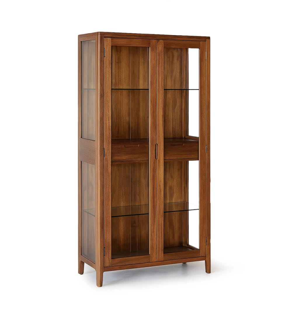 Vitrine en bois marron hauteur 190 cm