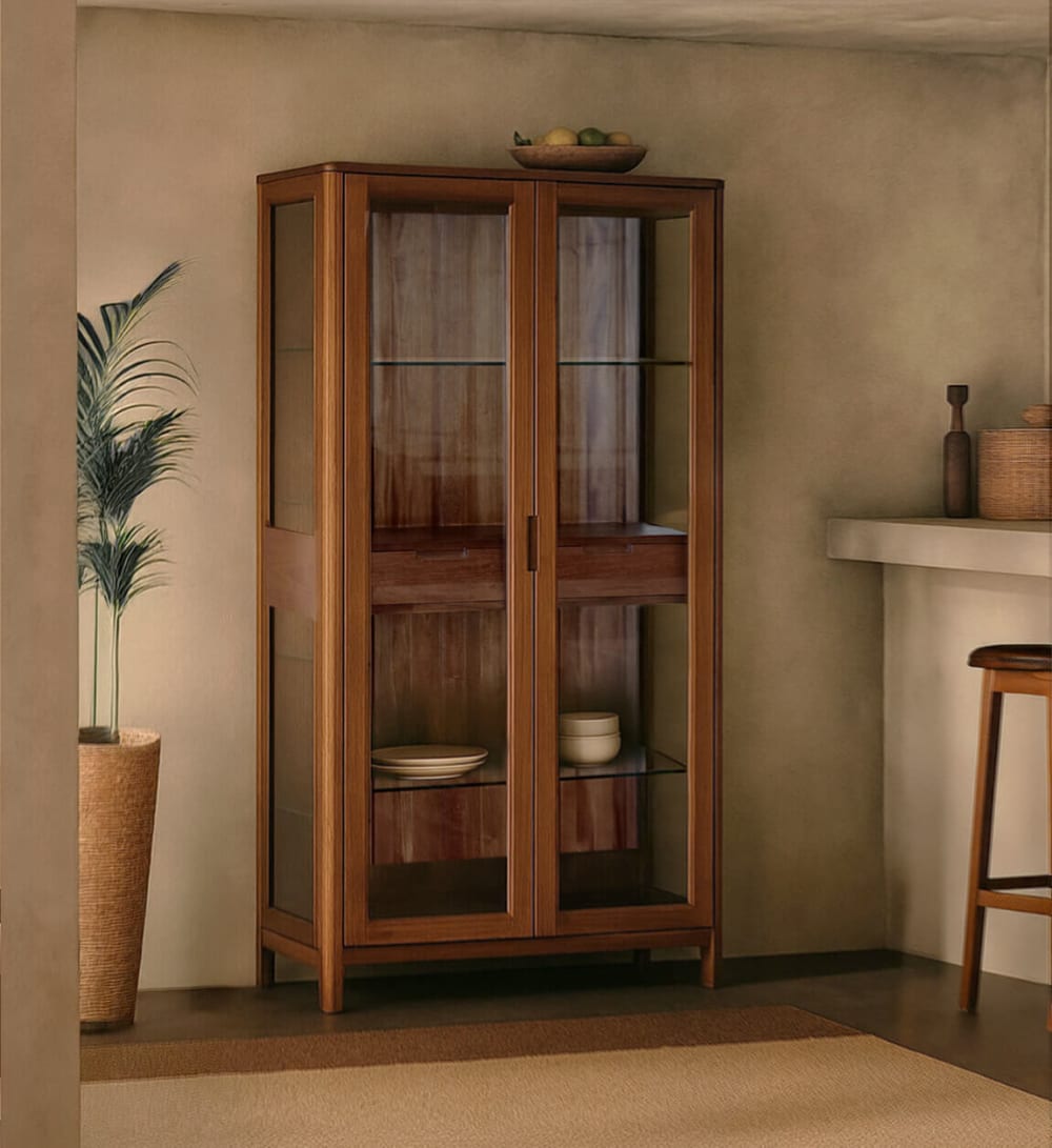Vitrine en bois marron hauteur 190 cm