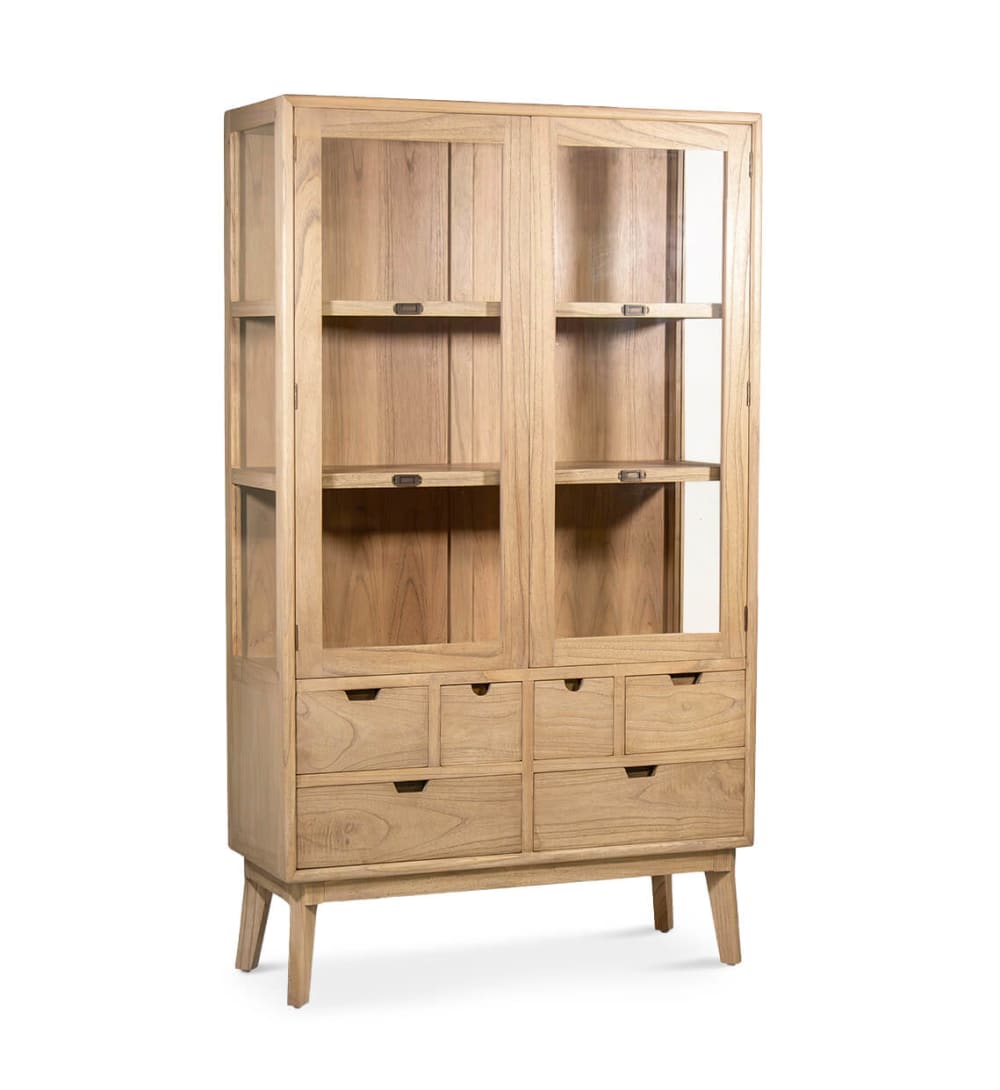 Vitrine en bois beige H 180 cm