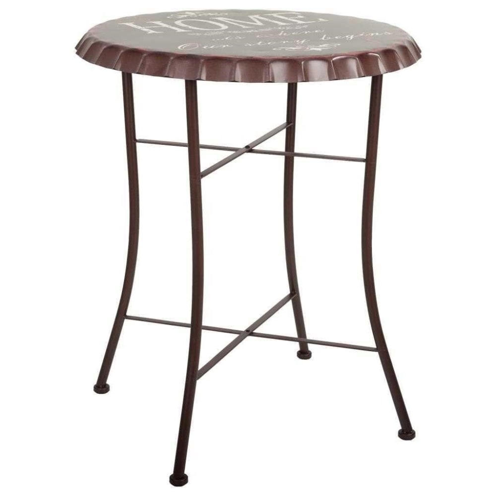 mesa redonda de metal negra d60x71h cm