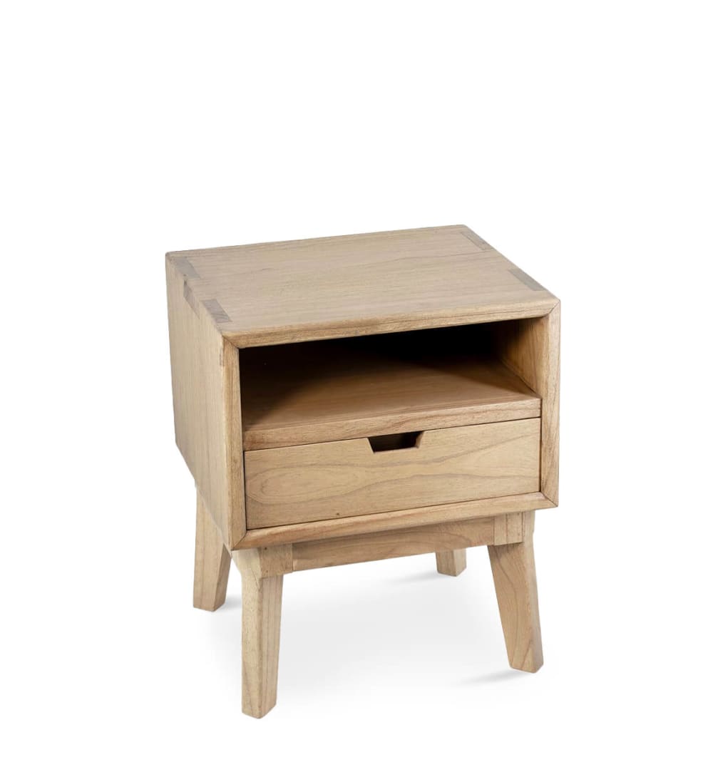 Table de chevet en bois beige L 45 cm
