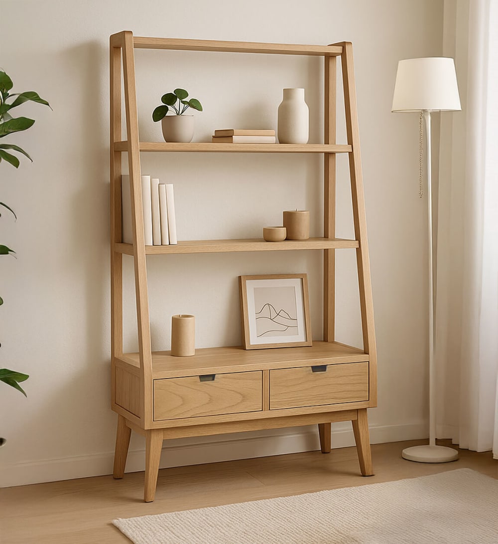 Bibliothèque en bois beige L 100 cm