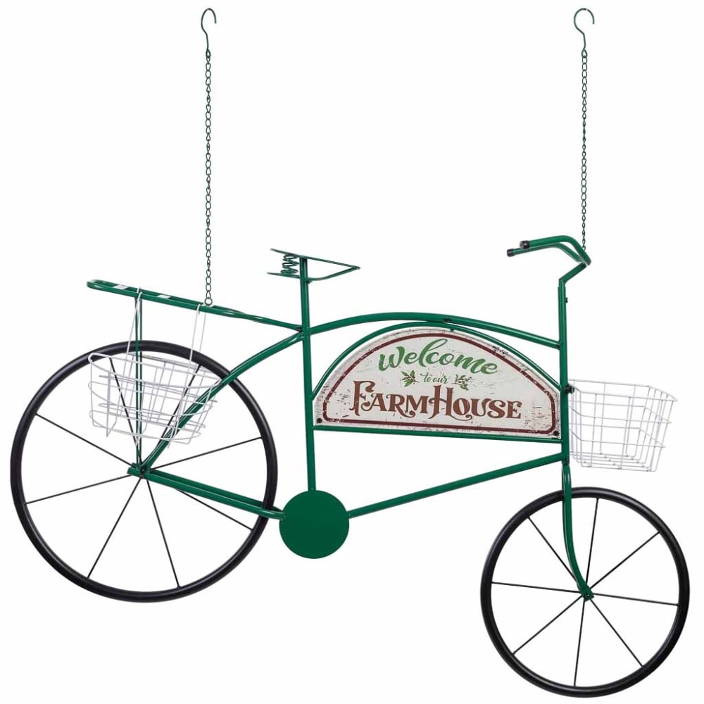 Dekoratives Metallfahrrad mit zwei Körben, 134x32x85H cm -