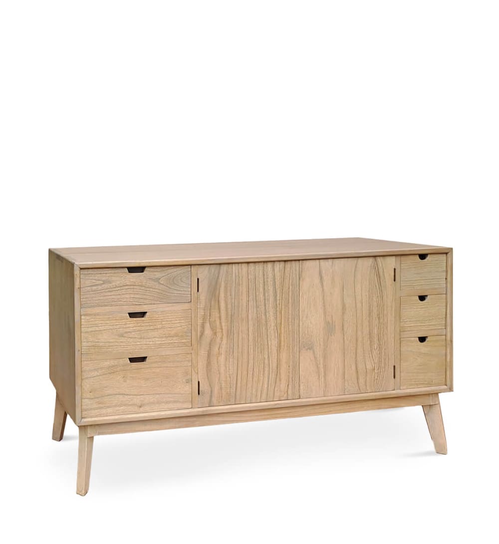Buffet en bois beige L 160 cm