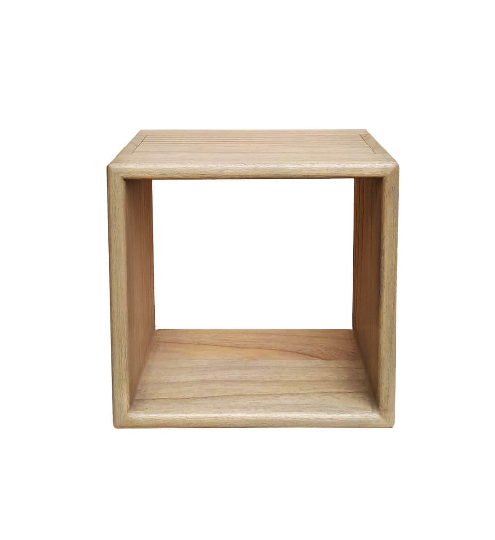 Quadratisches Wandregal aus Holz, 40x40 cm, beige - Maisons Du