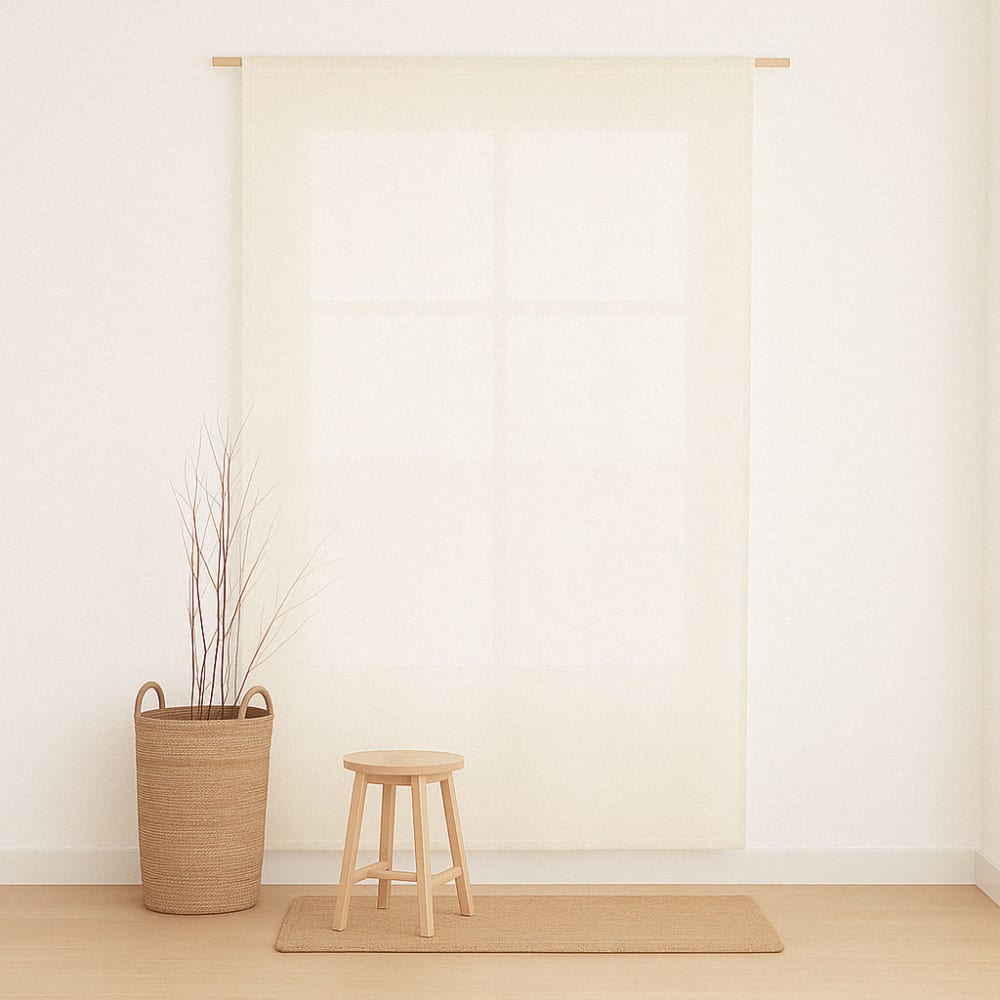 Rideau uni à pattes cachées en coton écru 140x270 cm