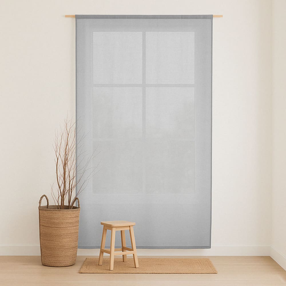 Rideau uni à pattes cachées en coton gris foncé 140x270 cm