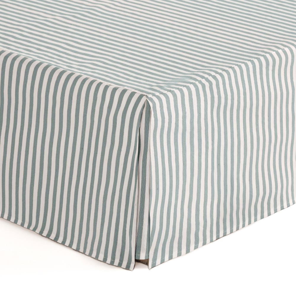 Cache-sommier en coton de 30 cm de haut aqua marine 90x200 cm Cache-sommier en coton de 30 cm de haut aqua marine 90x200 cm