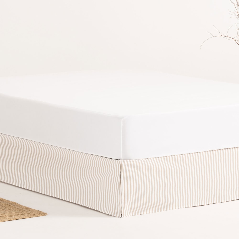 Bettrahmenbezug aus Baumwolle Höhe 30cm, Beige, 105x200 cm -