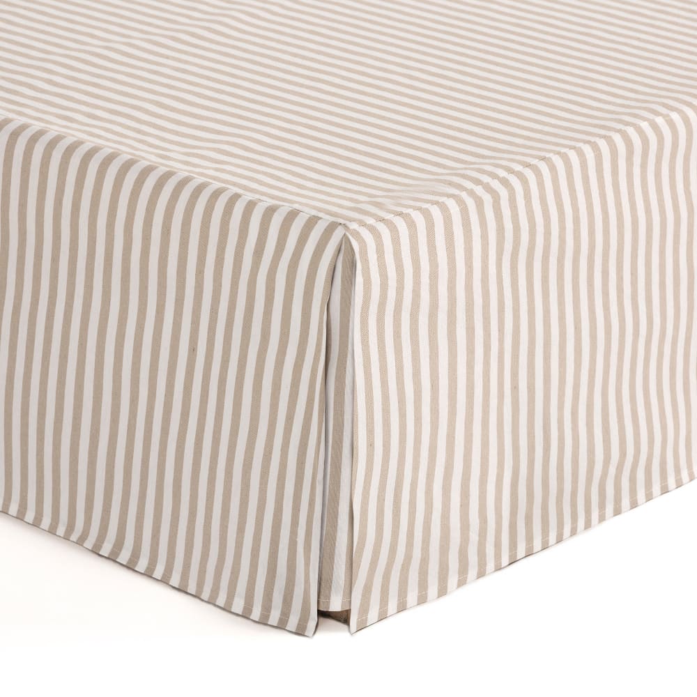 Cache-sommier en coton de 30 cm de haut beige 100x200 cm