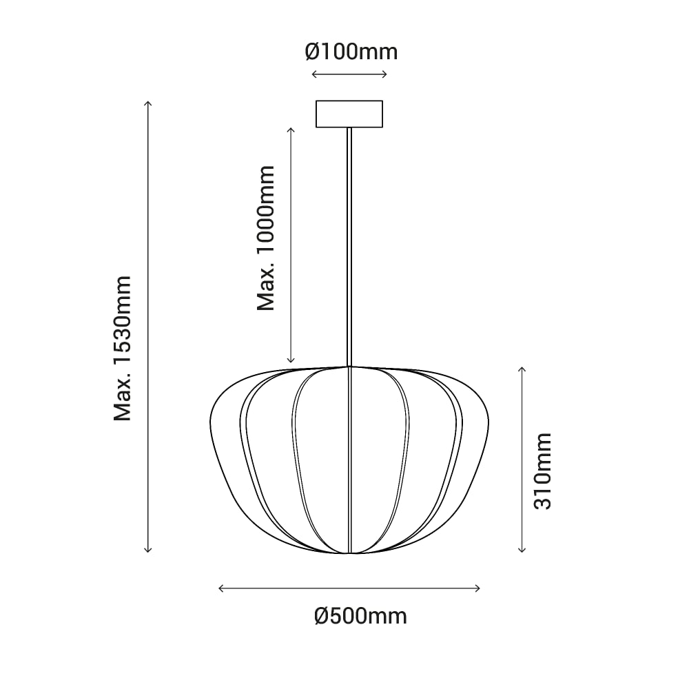 Suspension luminaire textile beige ip20 1xe27 — vue 4