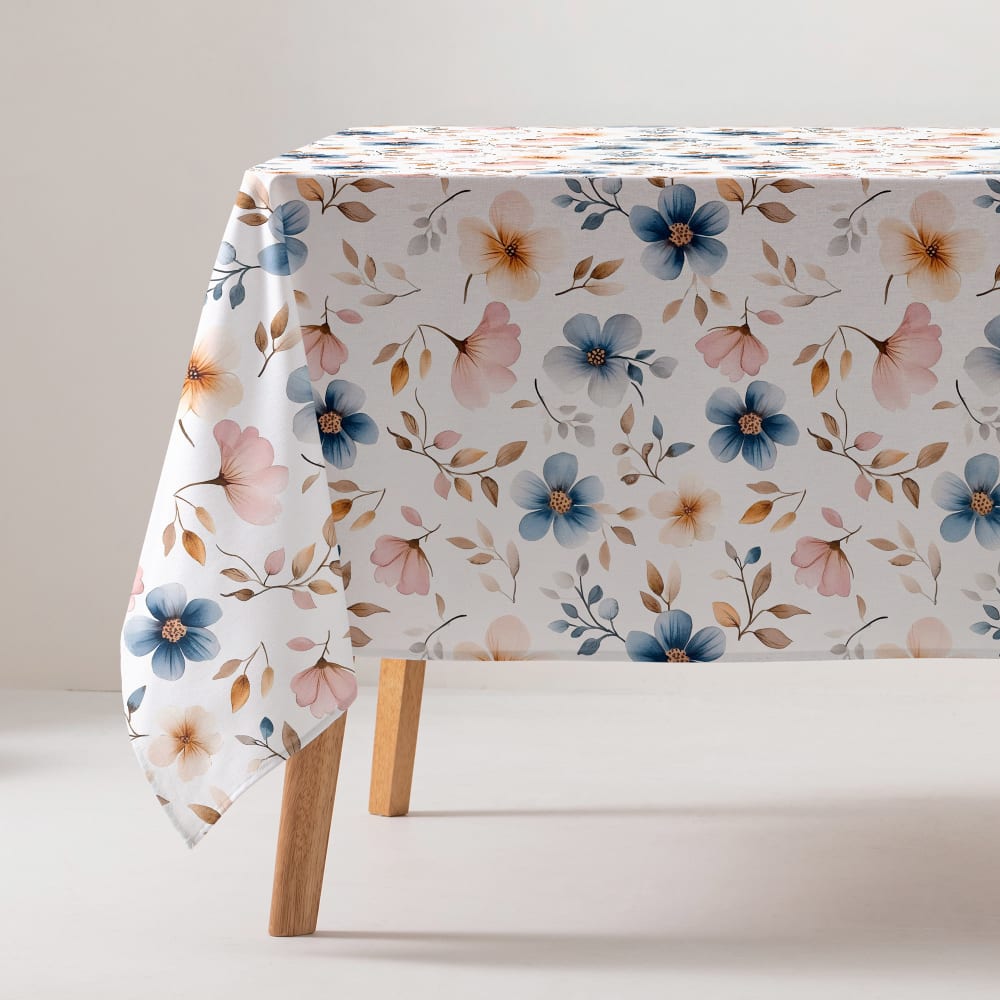 Nappe anti-taches motif fleuri en coton 160x240 cm