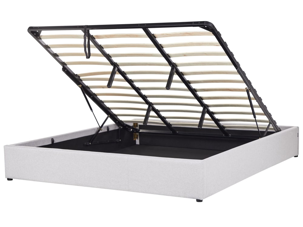 Lit double en tissu gris 180x200