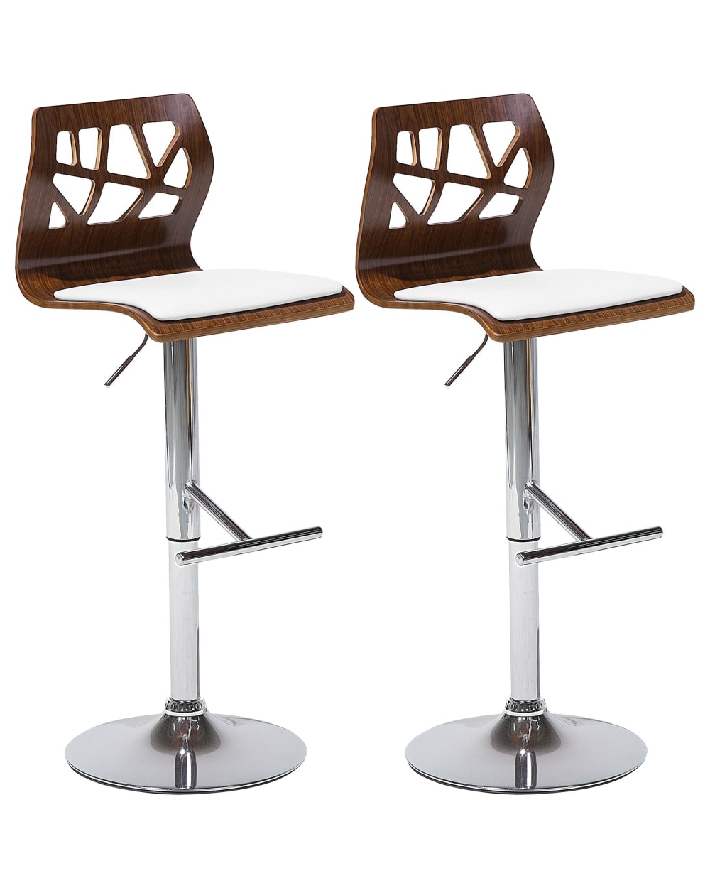 Lot de 2 chaises de bar cuir pu marron blanc