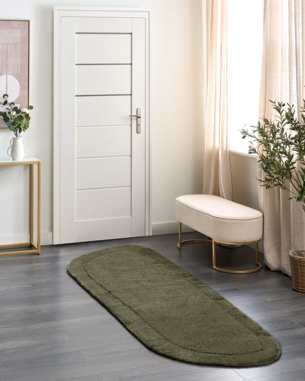 Tapis en tissu vert 250x80cm — vue 3