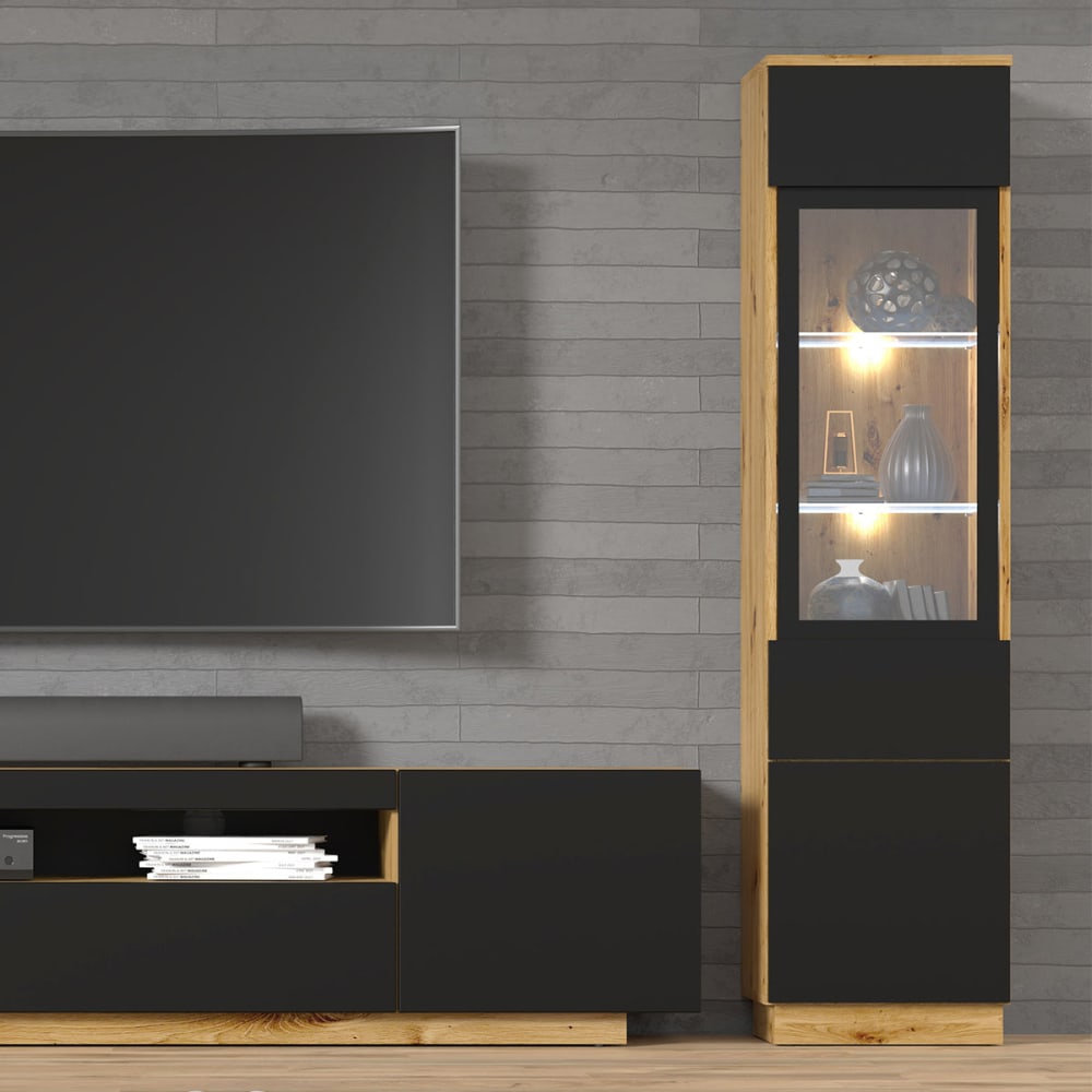 2-türige Vitrine Laminierte Platten Holz und Schwarz - Maisons Du