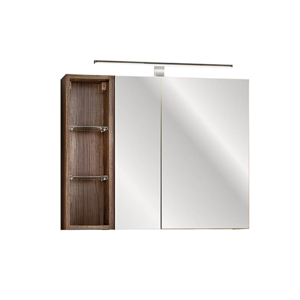 Miroir armoire murale 3 niches 80cm panneaux stratifiés et mdf taupe Miroir armoire murale 3 niches 80cm panneaux stratifiés et mdf taupe