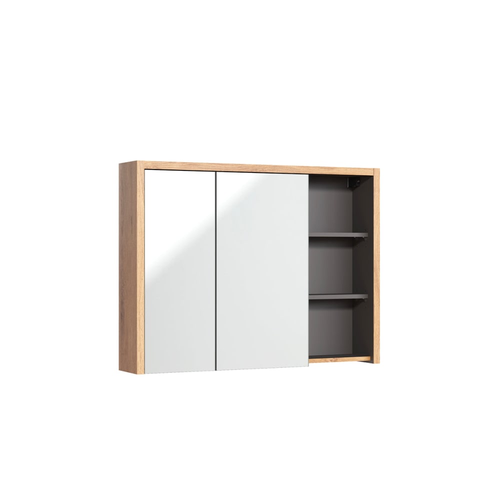 Miroir armoire murale 100 cm panneaux mélaminé et mdf gris Miroir armoire murale 100 cm panneaux mélaminé et mdf gris