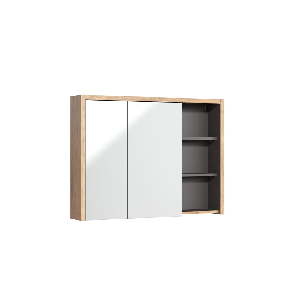 Miroir armoire murale stratifiés beige et anthracite