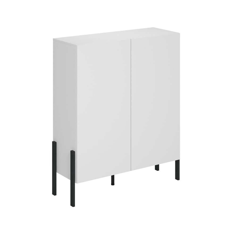 Buffet haut 2 portes stratifiés blanc mat et noir