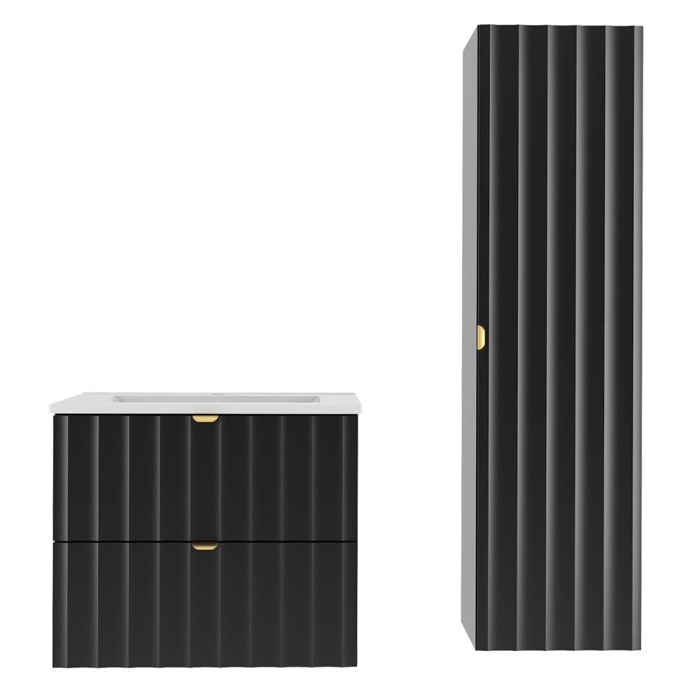 Set aus Einzelwaschtisch Melamin Schwarz - Maisons Du Monde