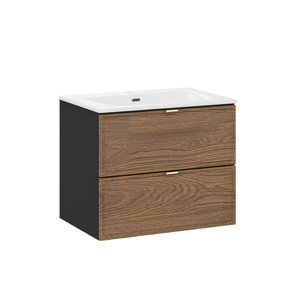 Meuble vasque encastrée stratifiés marron et noir