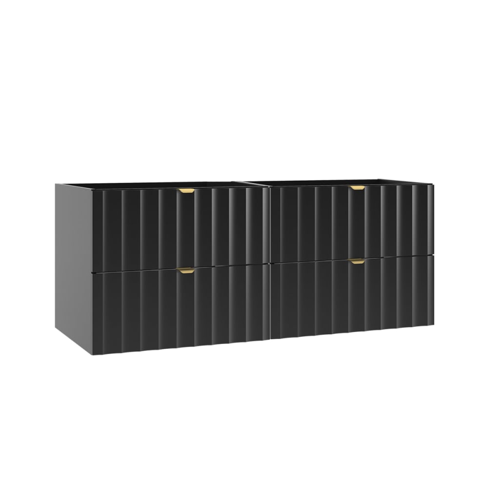 Petits meubles Waschtischunterschrank 120cm Melamin Schwarz Schwarz Spanplatte